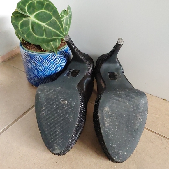 Le chateau | Black sparkly rhinestone & mesh women's high heels - Picture 7 of 9